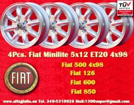 4 pz. cerchi Fiat Minilite 5x12 ET20 126, 600, 850