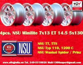 4 pz. cerchi Honda,NSU Minilite 7x13 ET14.5 NSU  T