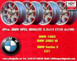 4 pz. cerchi BMW Minilite 5.5x13 ET18 1502-2002tii