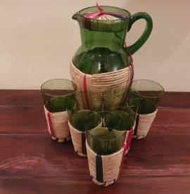 Set caraffa vintage da 2 litri con 5 bicchieri