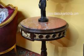 Tavolino tondo con piano in marmo stile Napoleone III