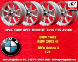 4 pz. cerchi BMW Minilite 7x15 ET5 1502-2002, 1500