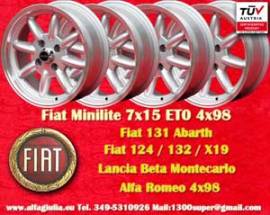 4 pz. cerchi Fiat Minilite 7x15 ET0 124 Coupe, Spi