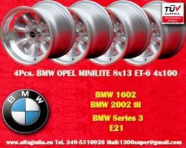 4 pz. cerchi BMW Minilite 8x13 ET-6 1502-2002 tii,