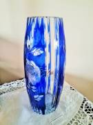 Vaso stile Liberty in cristallo blu cobalto di Boemia ,