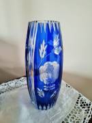 Vaso stile Liberty in cristallo blu cobalto di Boemia ,