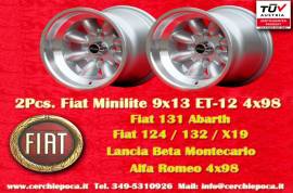 2 pz. cerchi Fiat Minilite 9x13 ET-12 124 Spider, 