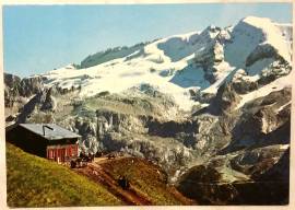 Cartolina viaggiata Dolomiti Rifugio Vial del Pan La Marmolada m.3340 anni '70