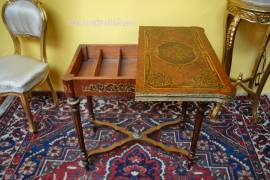 Tavolo da gioco- console stile Napoleone III intarsiato