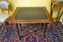 Tavolo da gioco- console stile Napoleone III intarsiato