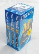 Stock di 3 VHS Maxell Mega Power Tape da 120 minuti nuovo con cellophan