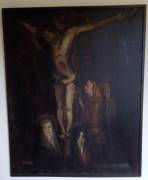 Dipinto Cristo in croce 1966 con cornice.