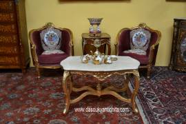 Tavolino da salotto dorato stile Rocaille