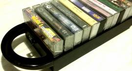 Porta Musicassette MC valigetta cassetta 12 posti Tape vintage contenitore nero