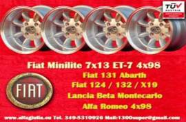 4 pz. cerchi Fiat Minilite 7x13 ET-7 124 Berlina, 