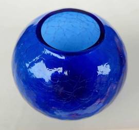 Vaso Bolla in vetro blu di Murano collezione NasonMoretti lavorazione tipo griglia come nuovo