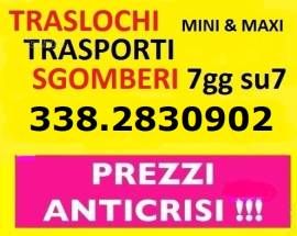 ROMA TRASPORTI TRASLOCHI E SGOMBERI PICCOLI E GRANDI OVUNQUE PREZZI MODICI 7GG SU7 TEL. 338-2830902