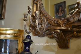 Specchiera dorata con candelabri stile Barocco