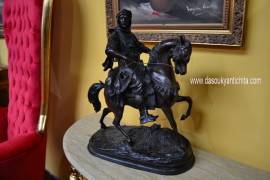 Statua in bronzo cavaliere arabo firmato Barge Fils XX secolo