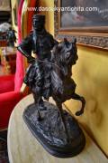 Statua in bronzo cavaliere arabo firmato Barge Fils XX secolo