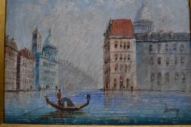 Dipinto olio su tela raffigurante scorcio di Venezia XX secolo