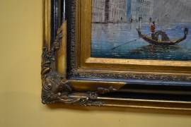 Dipinto olio su tela raffigurante scorcio di Venezia XX secolo