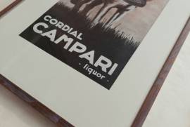 "CORDIAL CAMPARI LIQUOR” VECCHIA STAMPA PUBBLICITARIA COMPLETA DI CORNICE