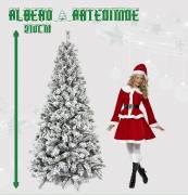 Albero di Natale Innevato 210 Super Folto Pino Slim Bianco Salvaspazio S.Moritz