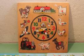 Lotto 3 giochi Legno orologio e Puzzle Forma Animale Bambini Gioco Educativo