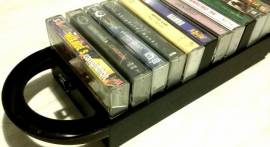 Porta Musicassette MC valigetta cassetta 12 posti Tape vintage contenitore nero