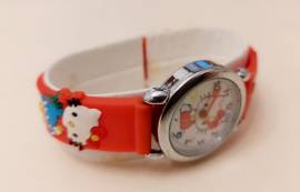 Orologio al quarzo per bambini ragazzi Hello Kitty con cinturino in gomma rosso Movimento di precis 