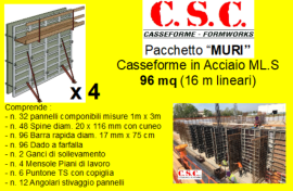 CASSEFORME C.S.C. PACKAGE 100 MQ MURI per cemento armato