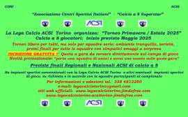 Calcio a 8: Torneo Primavera / Estate 2025 di calcio a 8  con iscrizione gratuita in Torino nord.