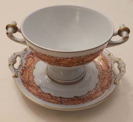 Set Zuppiera 2 pezzi LIMOGES France porcellana decoro floreale dipinta a mano