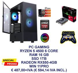 OFFERTA PC GAMING RYZEN 5 16GB RAM 1TB SSD SK VIDEO 4GB