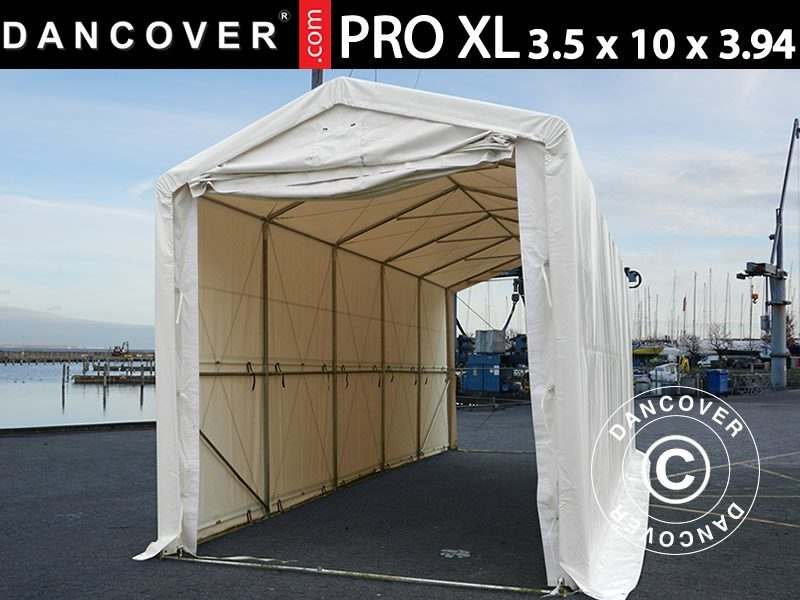 Capannone tenda PRO XL 3,5x10x3,3x3,94m, PVC, Bianco