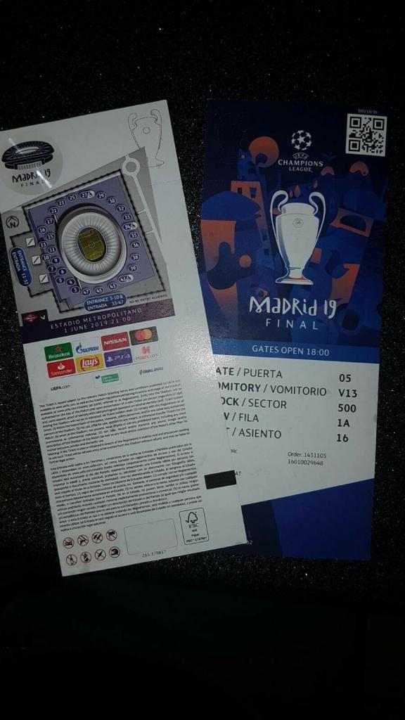 2 ticket finale Champions League 2019 Madrid Wanda Metropolitano