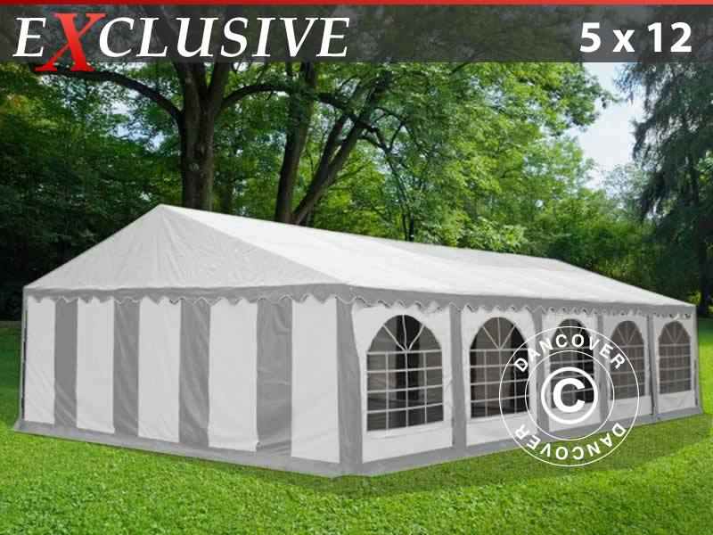  Tendone per feste Exclusive 5x12m PVC, Grigio/Bianco