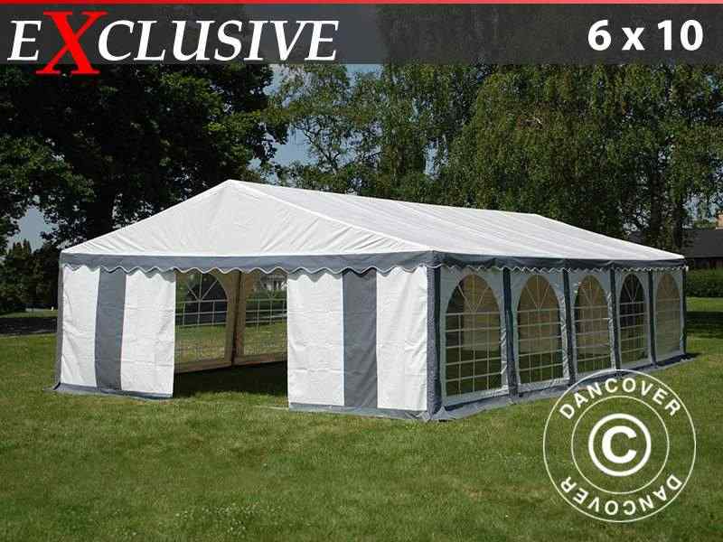 Tendone per feste Exclusive 6x10m PVC, Grigio/Bianco