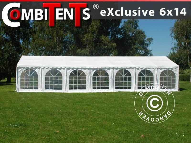 Tendone per feste, Exclusive CombiTents® 6x14m, 5 in 1, Bianco