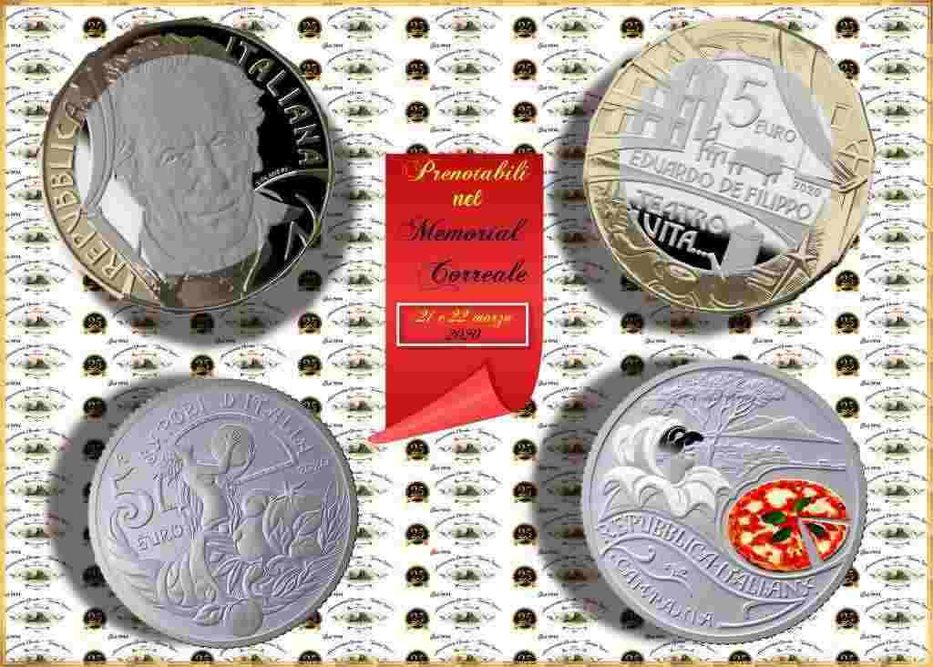Le moneta da collezione dedicate a Eduardo De Filippo e alla Pizza