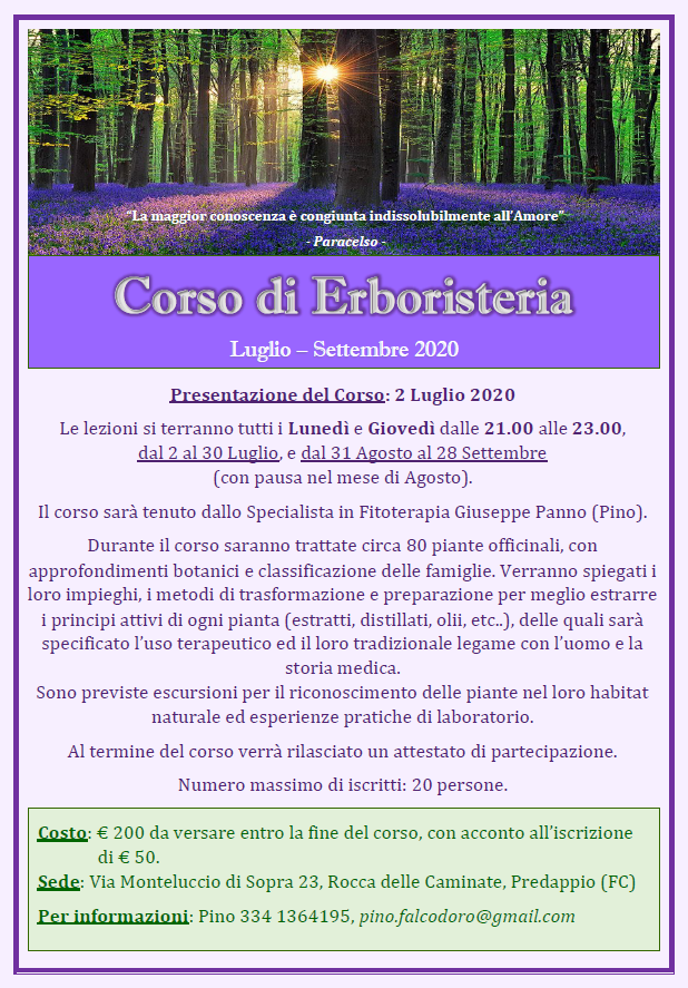 Corso di Erboristeria - Predappio