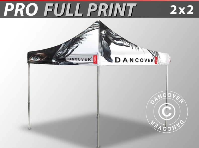 Gazebo pieghevole FleXtents PRO con completa stampa digitale, 2x2m